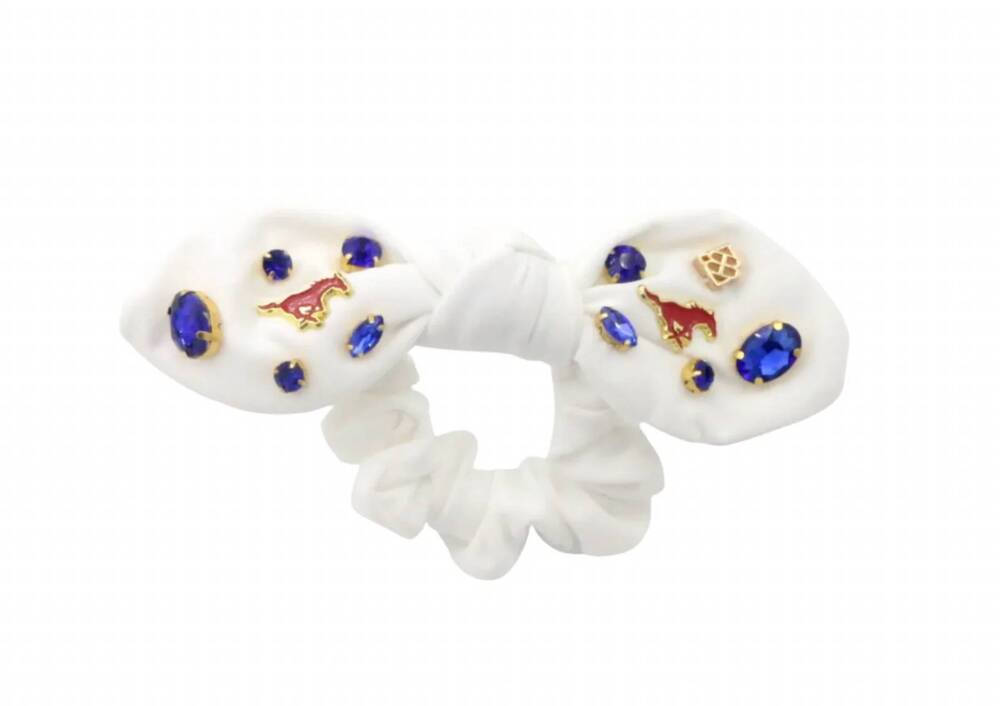 NEW BRIANNA CANNON smu logo bow scrunchie in white
